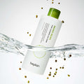 BEPLAIN Green Bean Pore Clearing LHA Toner 265ml bottle floating in water with green beans background.