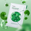 BEPLAIN Madecassoside Calming Ampoule Mask 5 Sheets packaging with green botanical design and calming ingredients.