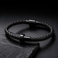 Black leather nail bracelet product view - BELARIC