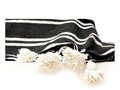 Black with White Stripes Pom Blanket - Assouirri