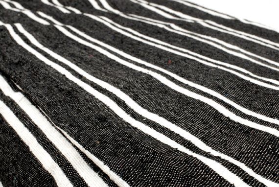 Black with White Stripes Pom Blanket - Assouirri