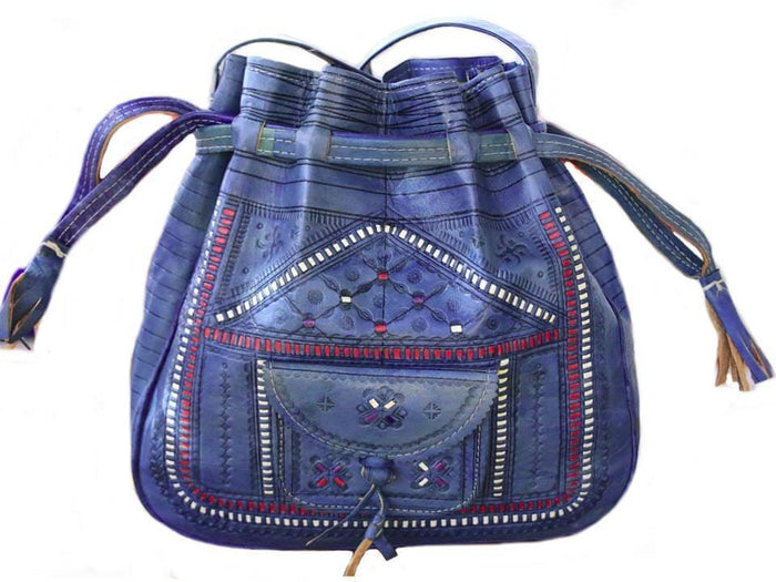 Bohemian Morocco Leather bag - Blue - Moroccan Corridor