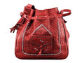 Bohemian Morocco Leather Bag - Embroidered - Red - Moroccan Corridor