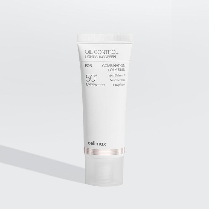 CELIMAX Oil Control Light Sunscreen 40ml for combination and oily skin with SPF 50 and niacinamide, product image.