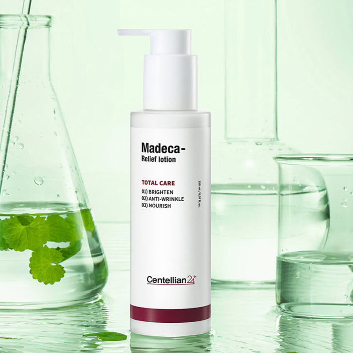 CENTELLIAN 24 Madeca Relief Lotion 150ml bottle with green background and natural elements