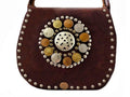 Coins Adorned Leather Bag - Bochic - Brown - Moroccan Corridor