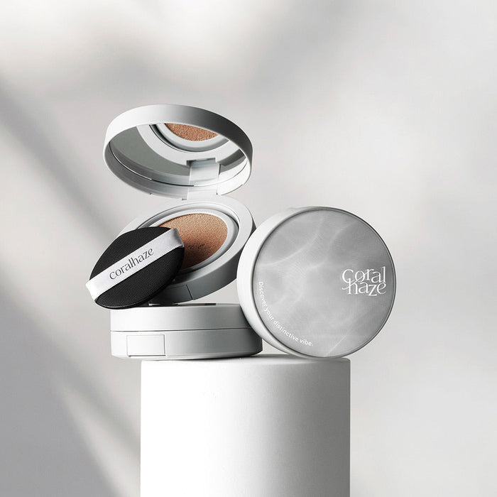 CORALHAZE New Airy Fit O2 Cushion on display with sleek packaging.