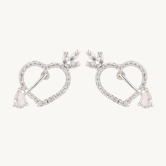 Sparkling Heart Crystal Earrings – Romantic Silver-Plated Studs for Women - BELARIC