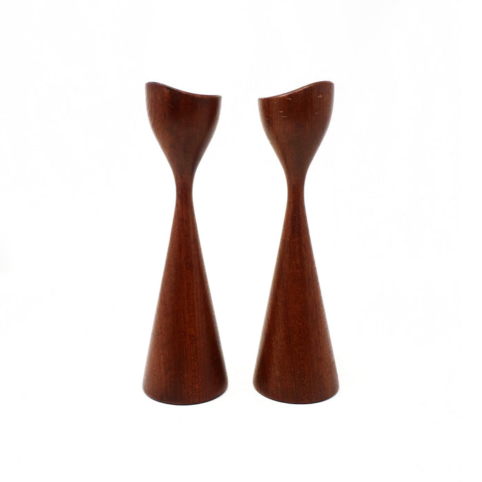 Danish Modern Teak Candleholders - Pair