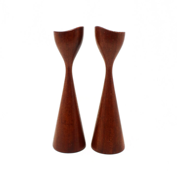 Danish Modern Teak Candleholders - Pair