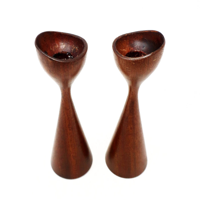 Danish Modern Teak Candleholders - Pair