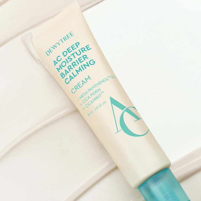 DEWYTREE AC Deep Barrier Soothing Moisturizing Cream 60ml on a white textured background