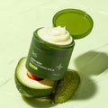 DR.G Green Deep Pore Cleansing Balm with an avocado on a light green background
