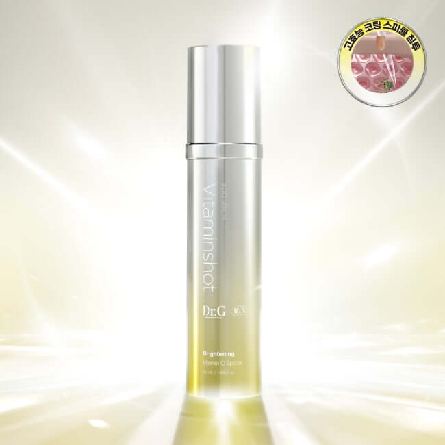 DR.G RTX Into Serum Vitamin Shot in a sleek bottle with a glowing background.