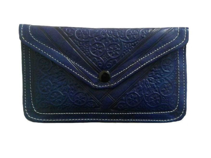 Envelope Leather Purse - Blue - Envelope Collection | Moroccan Corridor