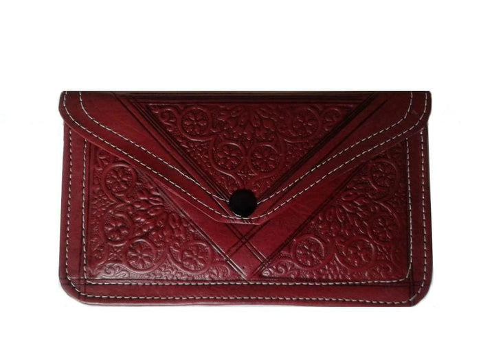 Envelope Leather Purse - Red Wine - Envelope Collection | Moroccan Corridor