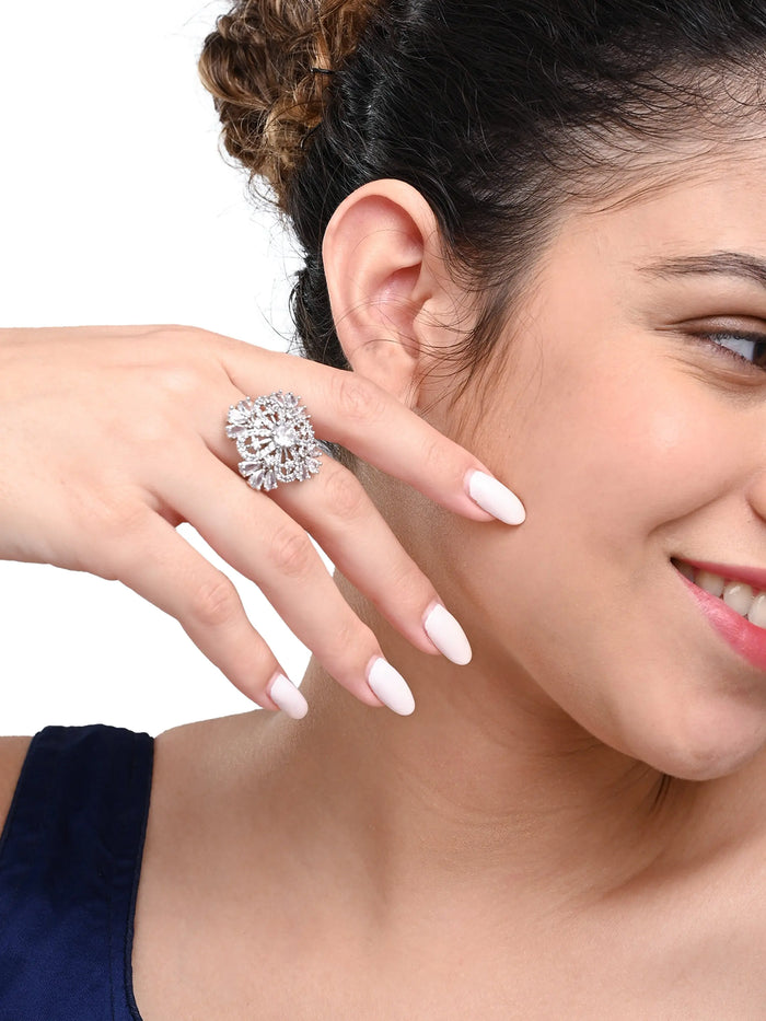 Floral crystal ring product view 5 - BELARIC
