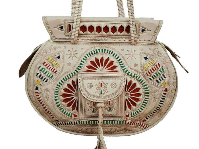 Bohemian Moroccan Leather Bag - Flower of Tetouan - Moroccan Corridor
