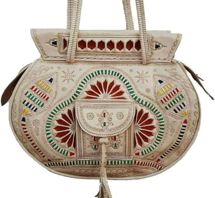 Bohemian Moroccan Leather Bag - Flower of Tetouan - Moroccan Corridor
