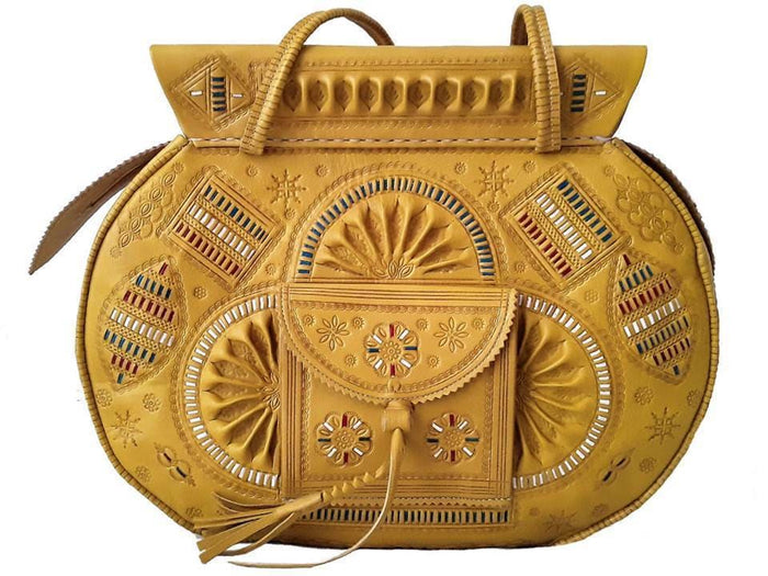 Boho Bag - Bohemian Bag - Leather Bag - Yellow