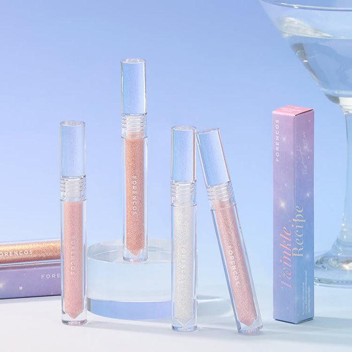 FORENCOS Starlight Liquid Glitter tubes displayed with packaging in a soft pastel setup