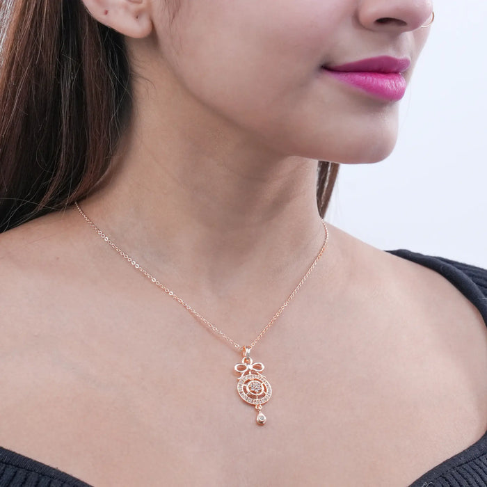 Gold bow necklace product view 2 - BELARIC