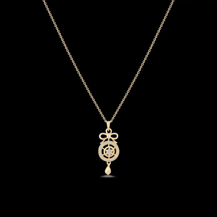 Gold bow necklace detail view - BELARIC