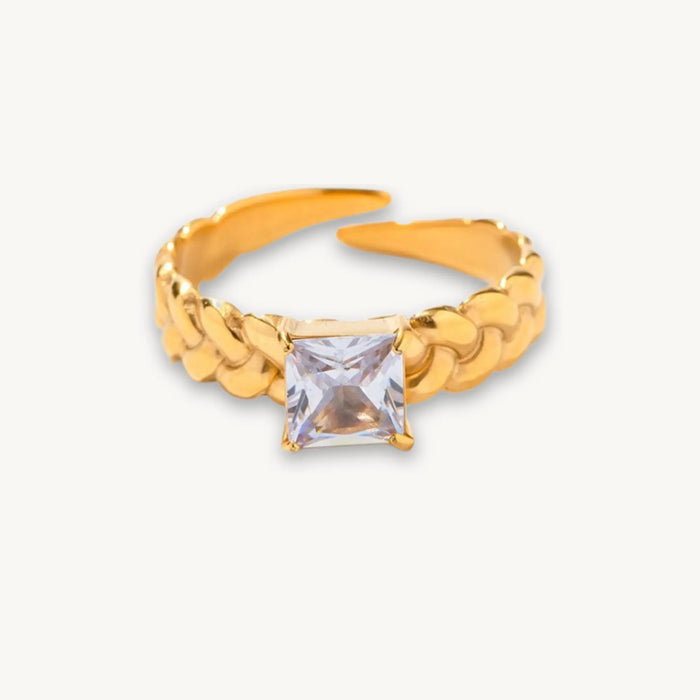 Gold Chain Link CZ Ring - BELARIC