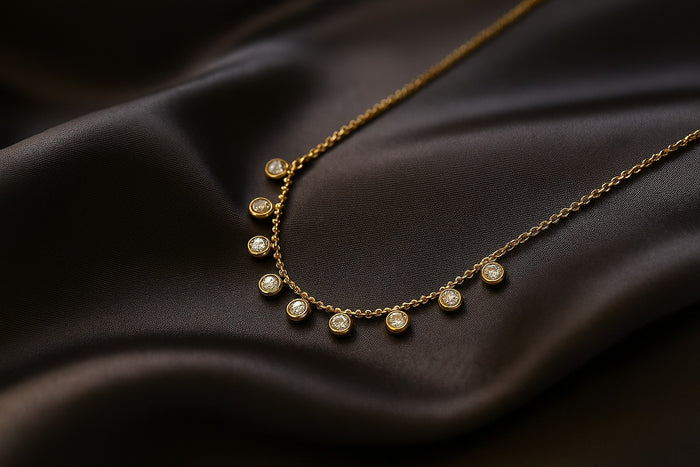Gold crystal drop necklace - BELARIC