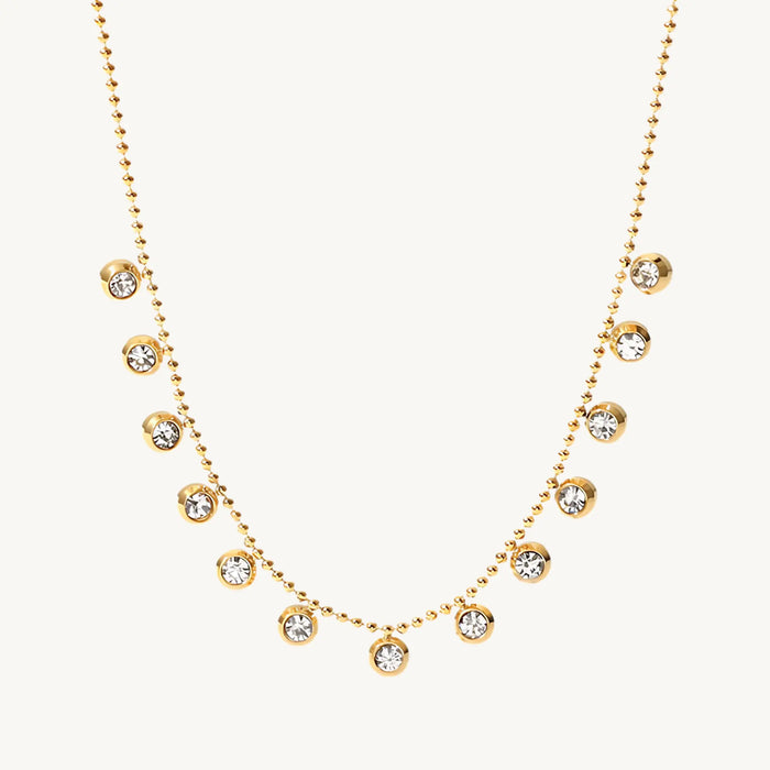 Gold crystal drop necklace product view 3 - BELARIC