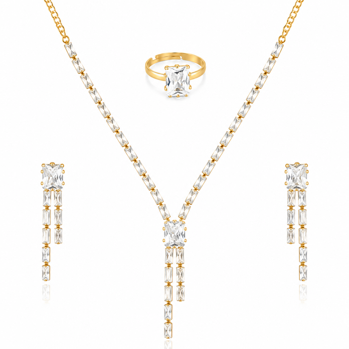 Gold-tone pearl necklace set product view - BELARIC