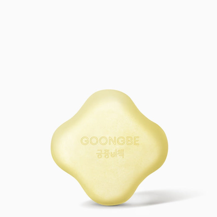 GOONGBE Mild Cleansing Soap 90g in unique shape for gentle skincare, promoting clean and soft skin, daily cleansing bar.