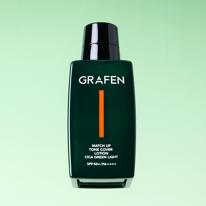 GRAFEN Match Up Tone Cover Lotion Cica Green Light 50ml bottle product shot by Gentleman Korea, men's Korean skincare SPF50+