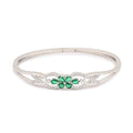 Elegant Silver-Plated Bracelet with Green Zircon Floral Design – Women’s Jewellery - BELARIC