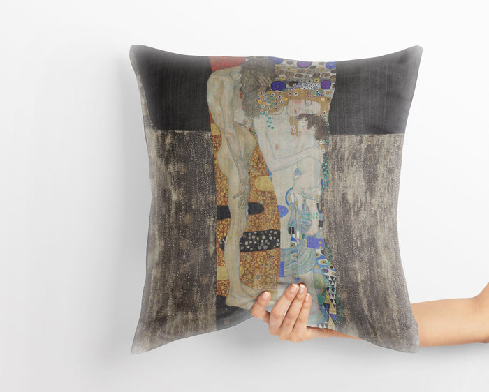 Gustav Klimt Famous Painting The Three Ages Of Woman, Throw Pillow, Abstract Throw Pillow, Artist Pillow, Gold, Art Nouveau Pillow