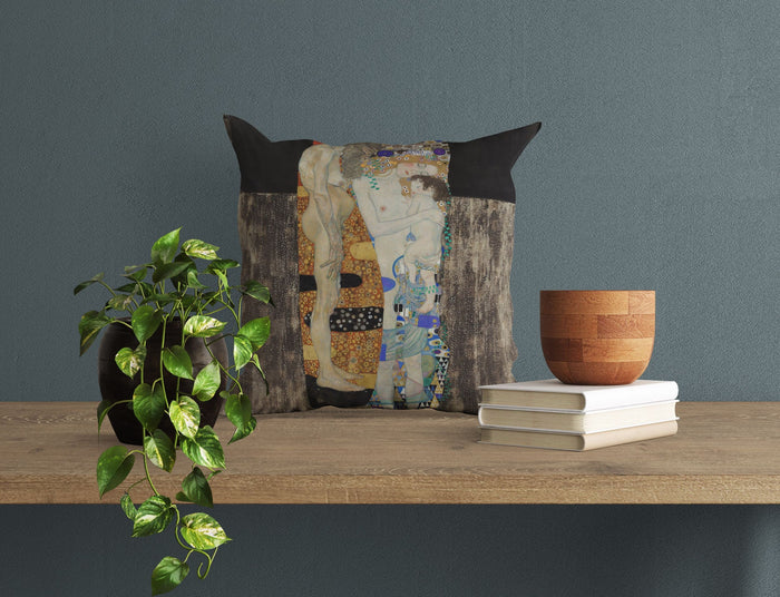 Gustav Klimt Famous Painting The Three Ages Of Woman, Throw Pillow, Abstract Throw Pillow, Artist Pillow, Gold, Art Nouveau Pillow