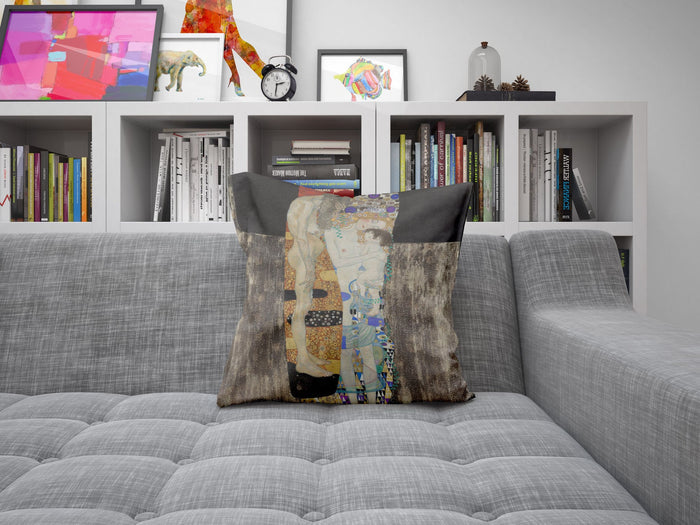 Gustav Klimt Famous Painting The Three Ages Of Woman, Throw Pillow, Abstract Throw Pillow, Artist Pillow, Gold, Art Nouveau Pillow