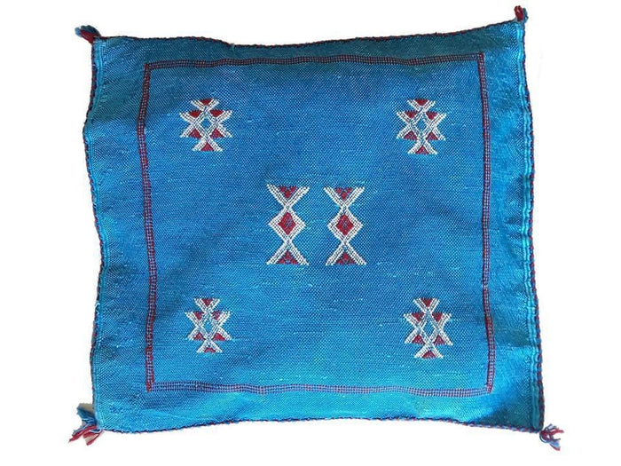 Handmade Moroccan Cushion – Sabra Silk Pillow – Lalla Hasnaa - Turquoise