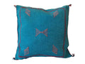Handmade Moroccan Cushion Cover – Sabra Silk Pillow Mizan - Turquoise