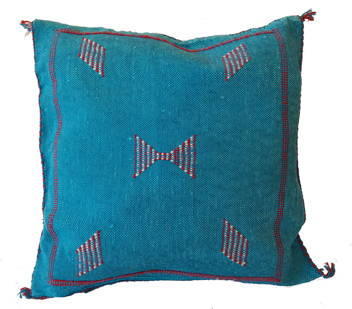 Handmade Moroccan Cushion Cover – Sabra Silk Pillow Mizan - Turquoise