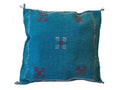 Handmade Moroccan Cushion Cover – Sabra Silk Pillow Sidi Yahya - Turquoise