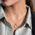 Gold heart lock pendant necklace with black enamel - BELARIC