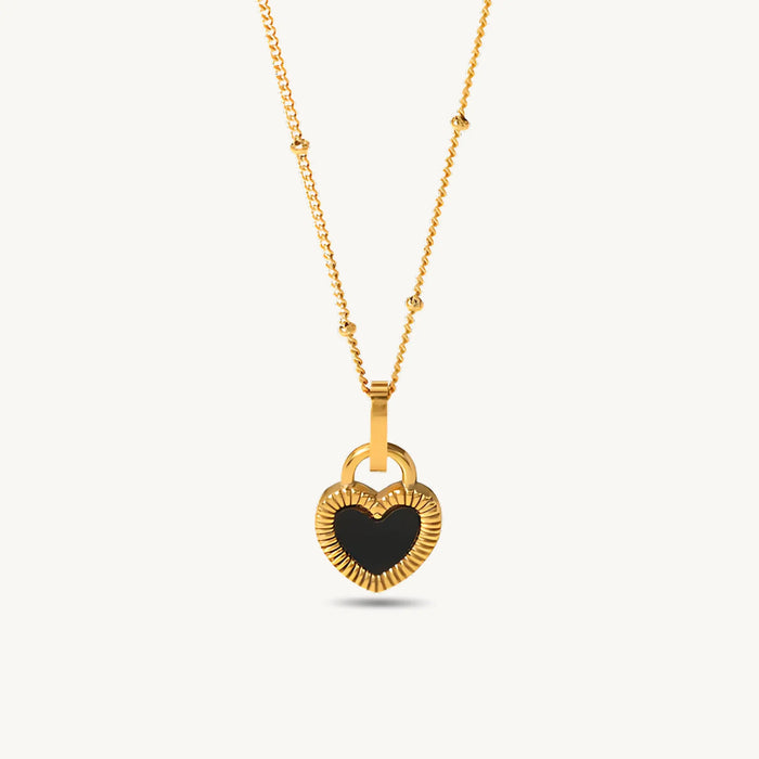 Heart lock necklace product view 2 - BELARIC
