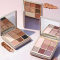 HEART PERCENT Dot On Mood Eye Palette featuring multiple shades with mirror and case, perfect for creating versatile eye makeup looks.