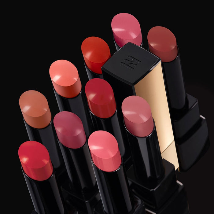 HERA Rouge Clasyy 3.5g lipsticks in various shades displayed on a sleek black background.