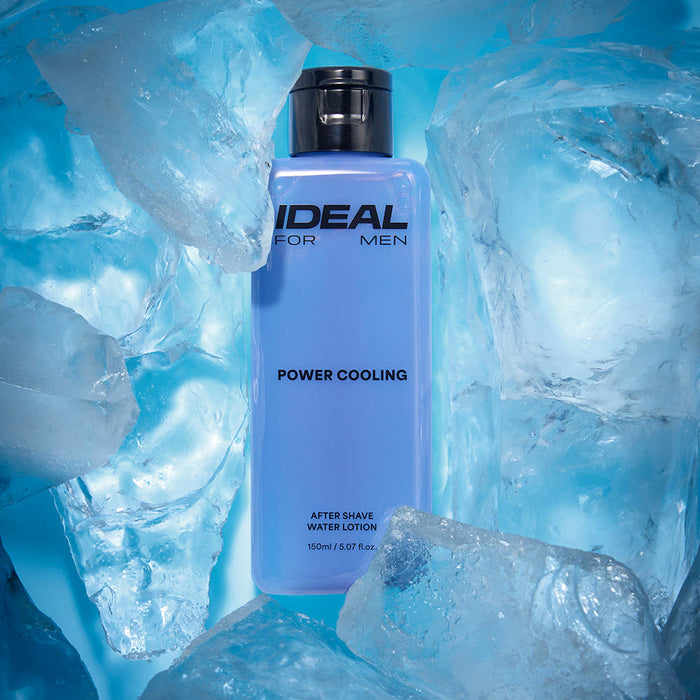 IDEAL FOR MEN Power Cooling Water Lotion 150ml bottle in icy setting for men grooming by Gentleman Korea