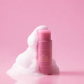 I'M FROM Fig Enzyme Powder Cleanser 50g with foaming bubbles on pink background.