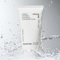 INNISFREE Forest For Men Shaving & Cleansing Foam 150g tube product shot with splashing water, Gentleman Korea Korean men’s skincare