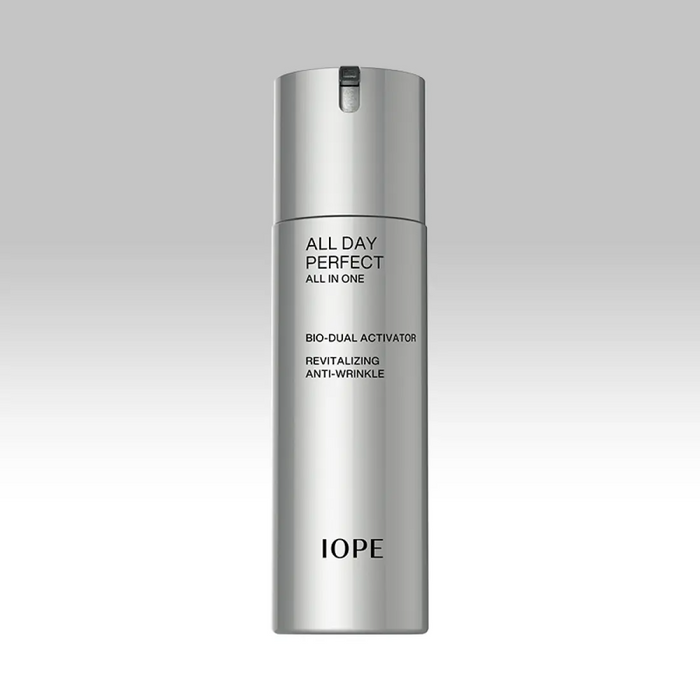 IOPE Men All Day Perfect All In One 120ml silver pump bottle for men skincare by Gentleman Korea