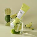 iUNIK Lime Moisture Mild Peeling Gel 90ml tube with sliced lime in a glass container, promoting skincare with natural ingredients